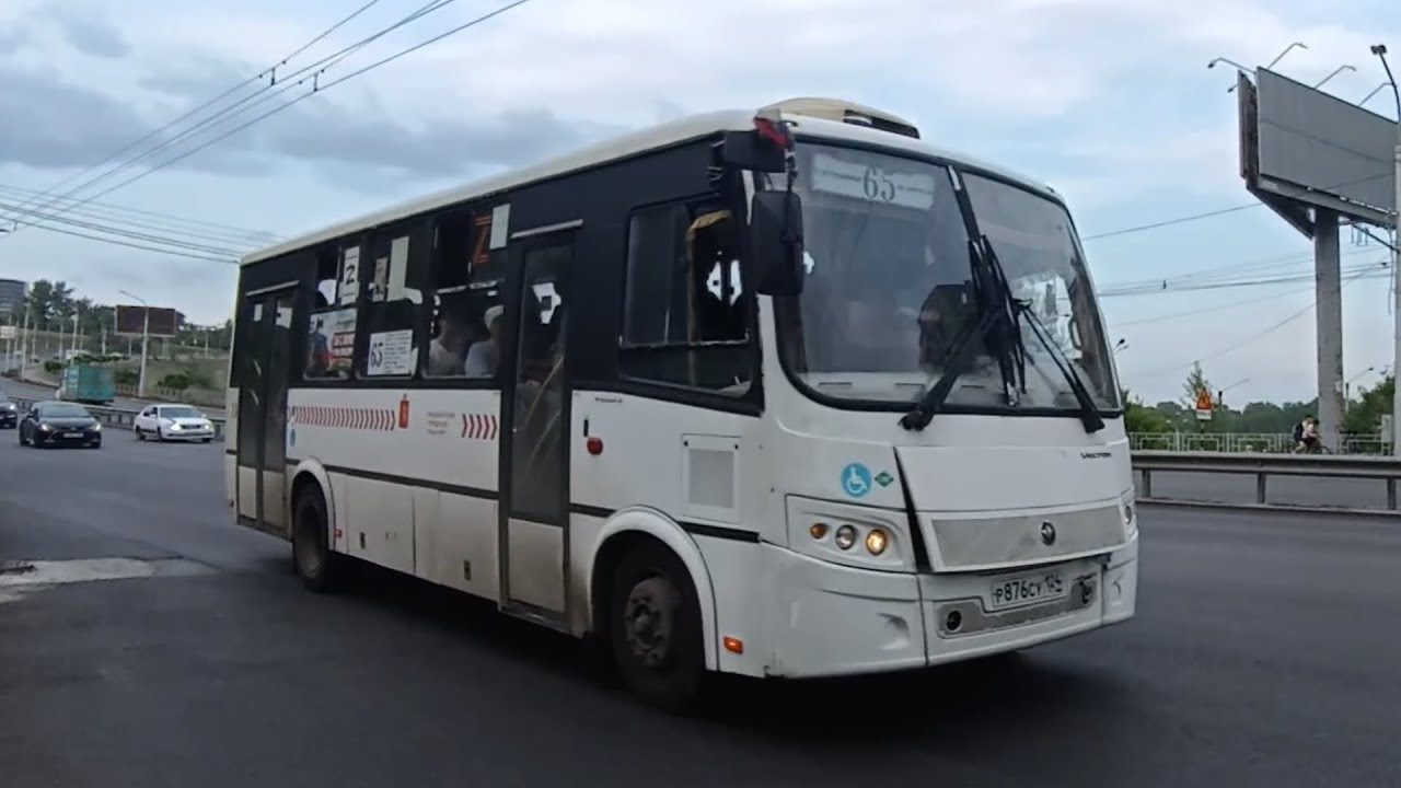 Поездка на автобусе ВМК АИ304414 по маршруту 65 в Красноярске! (гос Р876СУ)