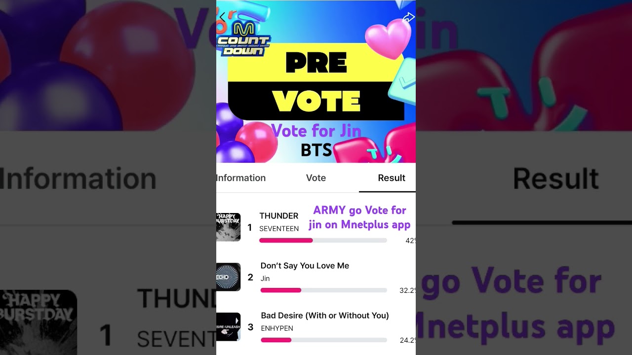 Go vote for BTS Jin on Mnetplus app!! || #bts #btsjin #yoursjin