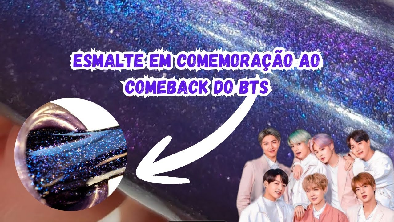 CRIEI UM ESMALTE EM COMEMORAÇÃO AO COMEBACK DO BTS! TUTORIAL