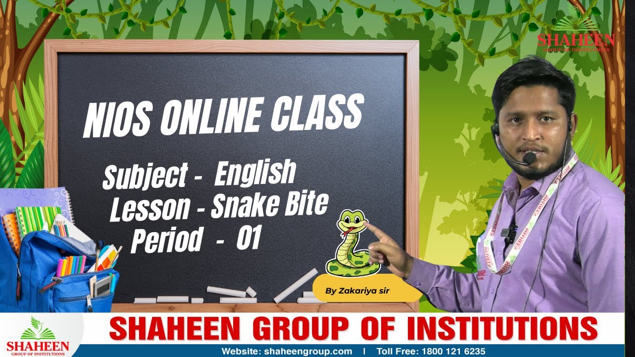 NIOS Online Class | English Lesson: Snake Bite | Chapter 01 |  Period 01