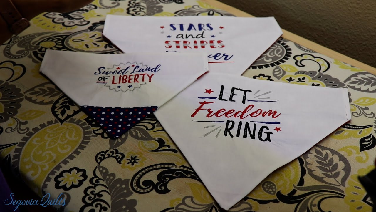 How to Make: Embroidered Over the Collar Dog Bandanas for 4th of July