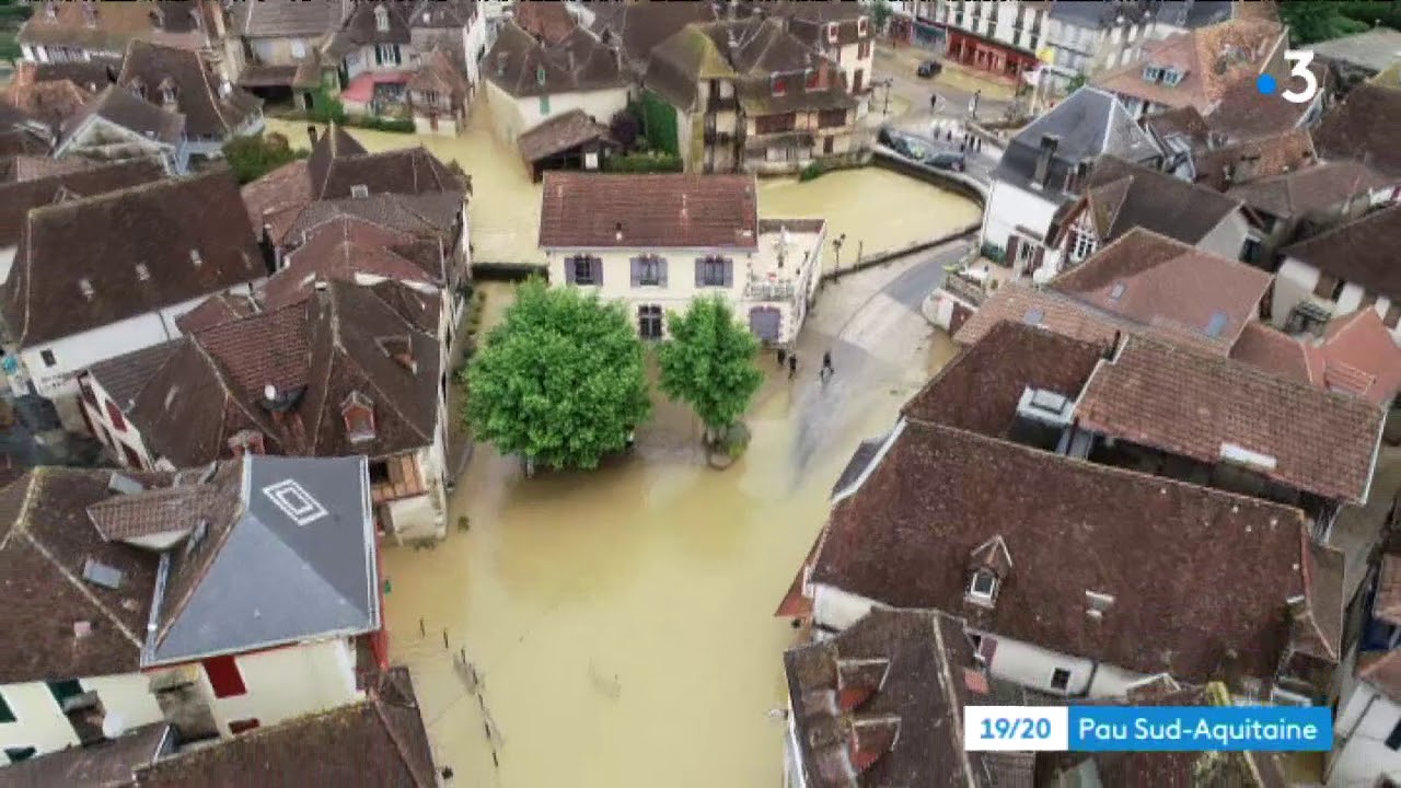 Images drone des inondations à Salies de Béarn 13 juin 2018