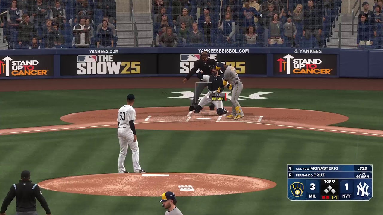 Playing MLB 25 The Show as New York Yankees 1-0 Vs Milwaukee Brewers 0-1 (Game 2)