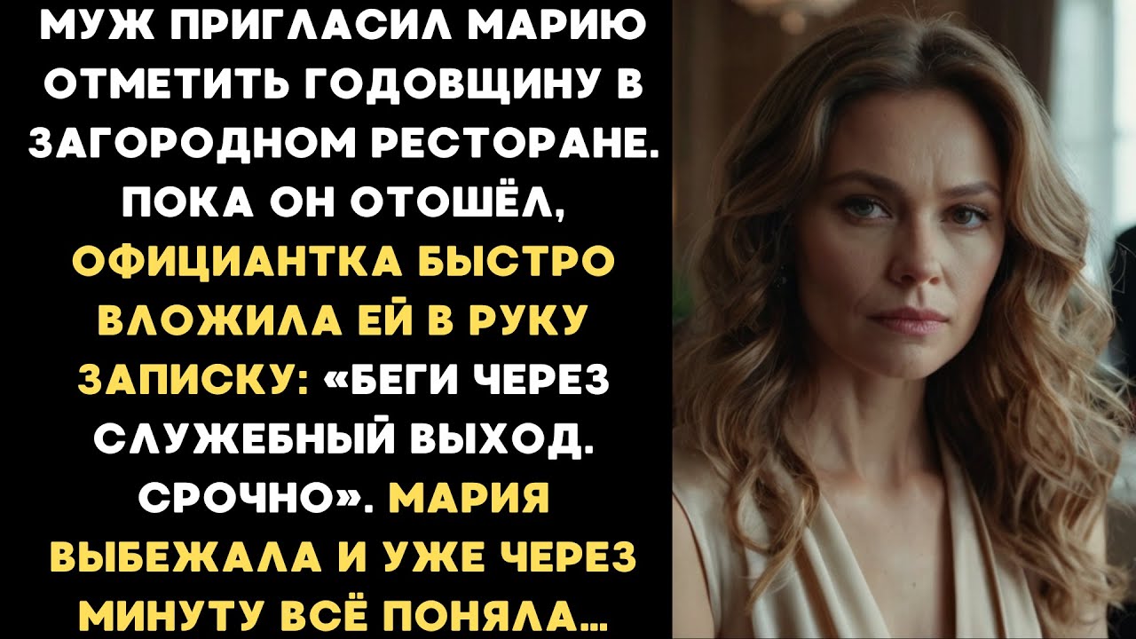 «Беги через служебный выход!» — бросила записку официантка Марии в ресторане, куда её привез муж...