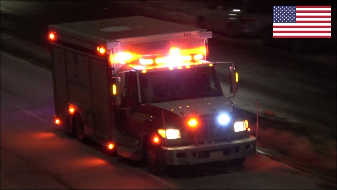FDNY Field Comms, EMS Logistics & other fire trucks responding with siren and lights