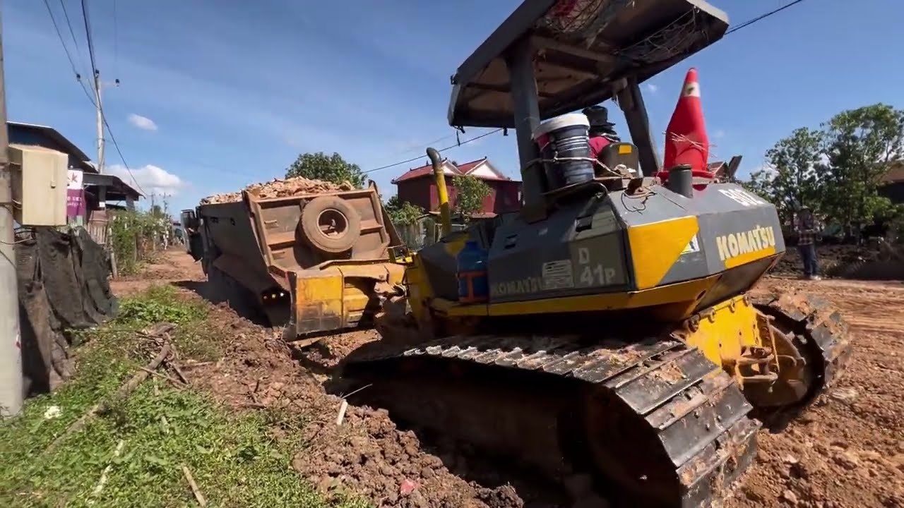 Bulldozer Rescues Fully Loaded Dump Truck Stuck in Deep Mud!  Heavy Equipment Recovery