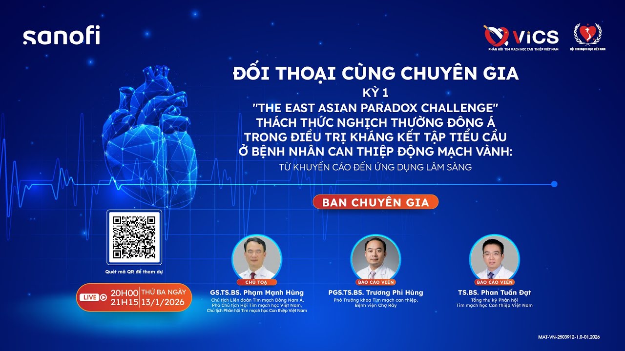 Số 1, ĐỐI THOẠI CÙNG CHUYÊN GIA: Điều trị kháng kết tập tiểu cầu ở BN can thiệp Động mạch vành