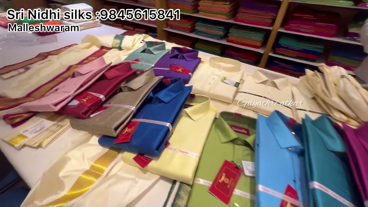 Bangalore Malleswaram mens wear collections dhotis mens kurta silk panche