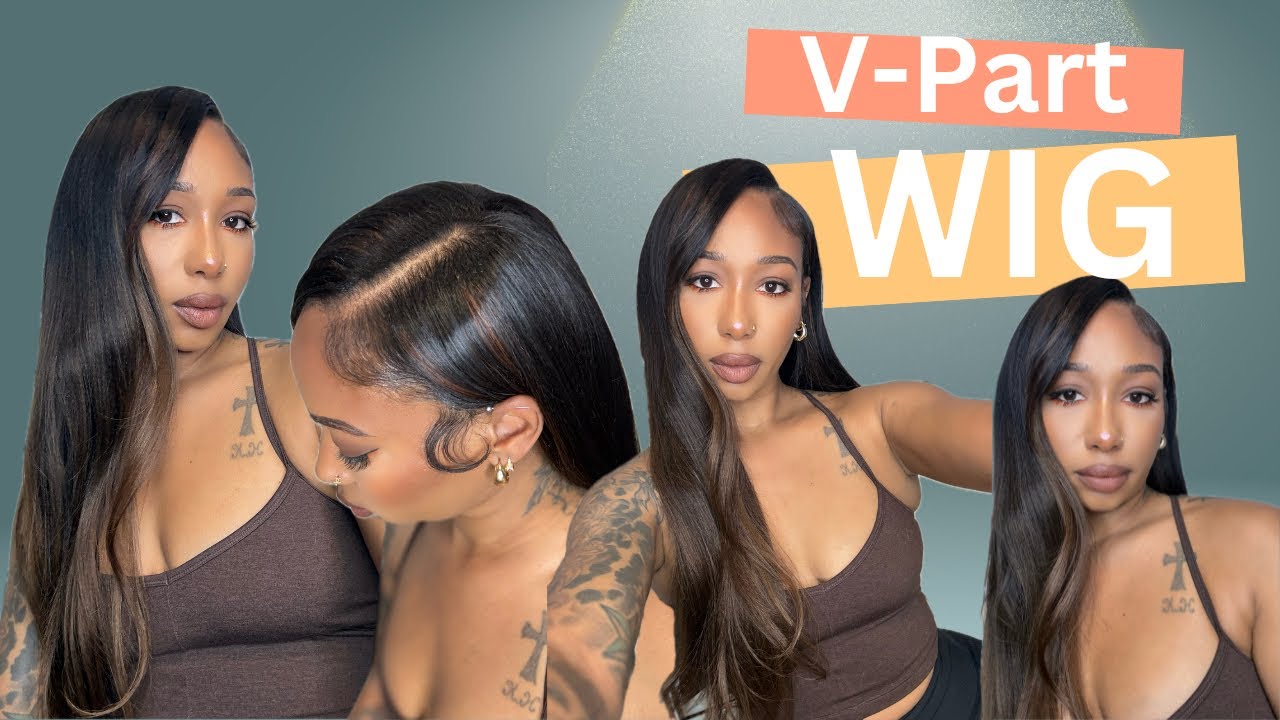 ОБНОВЛЕННАЯ V-образная часть | Доступный парик EasiContour Brown Ombre Yaki | Волшебная V-образна...
