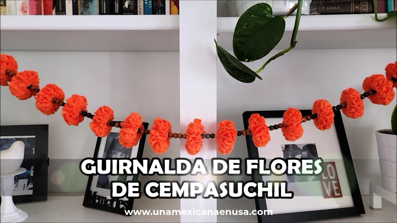 Guirnalda de flores de cempasúchil de fieltro / Una Mexicana en USA