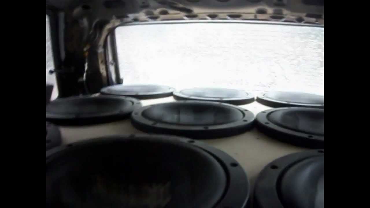 Mazda with 9 12'' Pioneer Premier Spl subwoofers first demo !!!