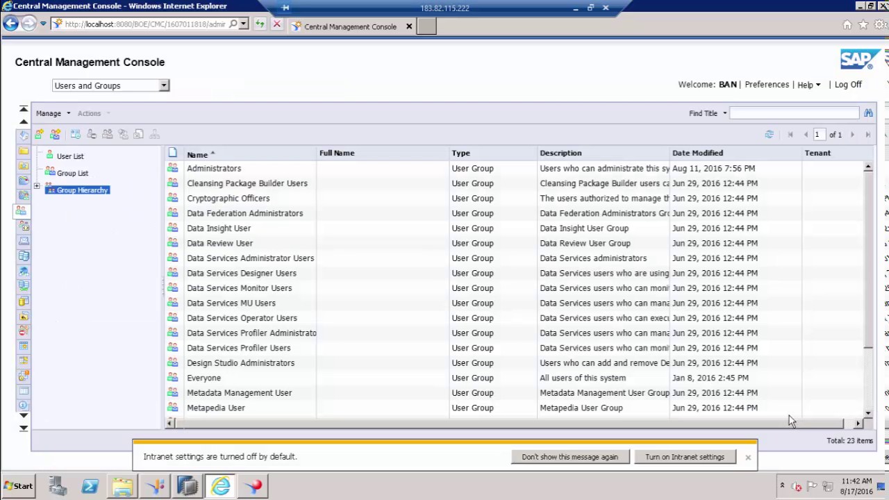 Пользователи и группы | CMC | SAP Business Objects | BO Admin