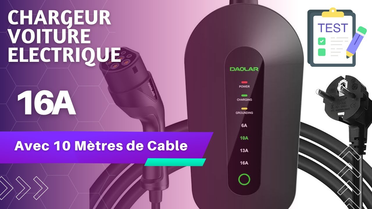 [Véhicule Electrique] Chargeur DAOLAR 16A câble de 10 mètres Pas chers