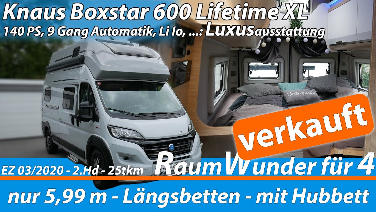 Verkauft! - Knaus Boxstar 600 Lifetime XL - 2020 - Platz für 4 - Luxusausstattung und Automatik