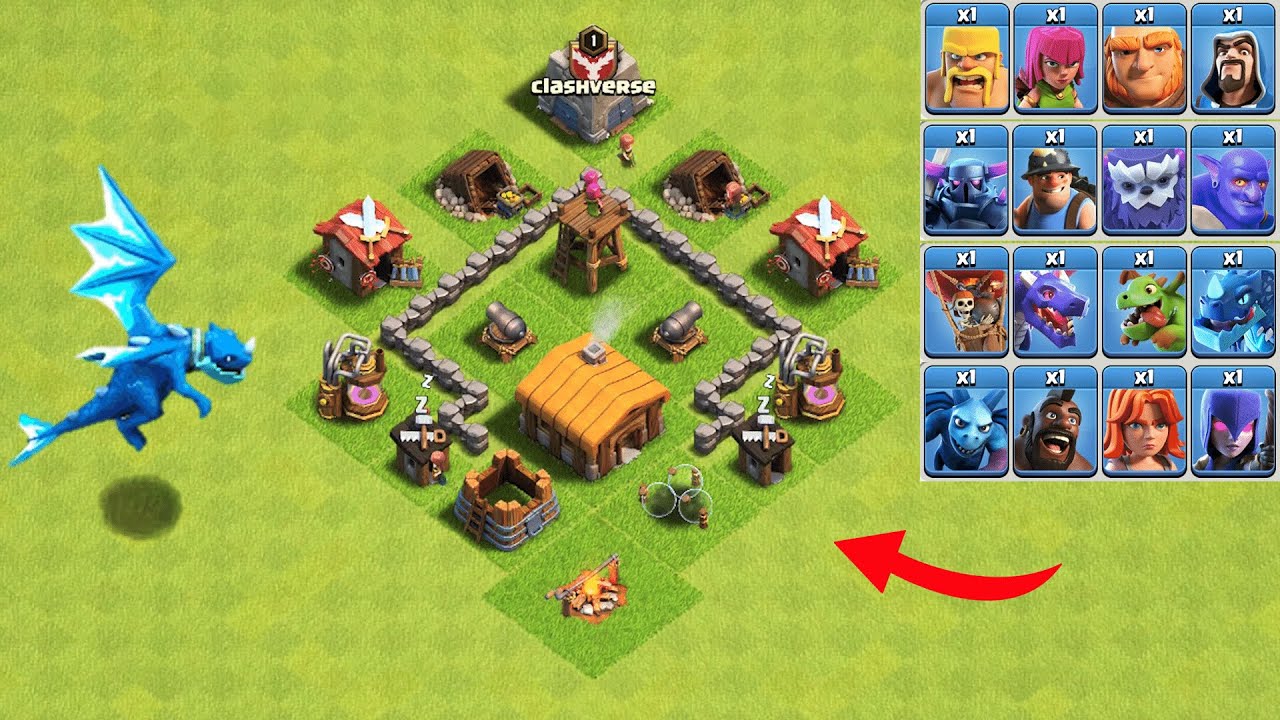 1x Max Troop VS Town Hall 2 Base - Clash of Clans