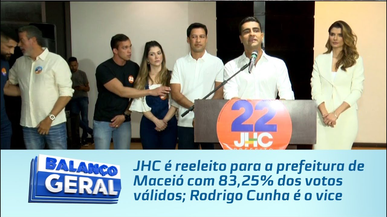 JHC é reeleito para a prefeitura de Maceió com 83,25% dos votos válidos; Rodrigo Cunha é o vice