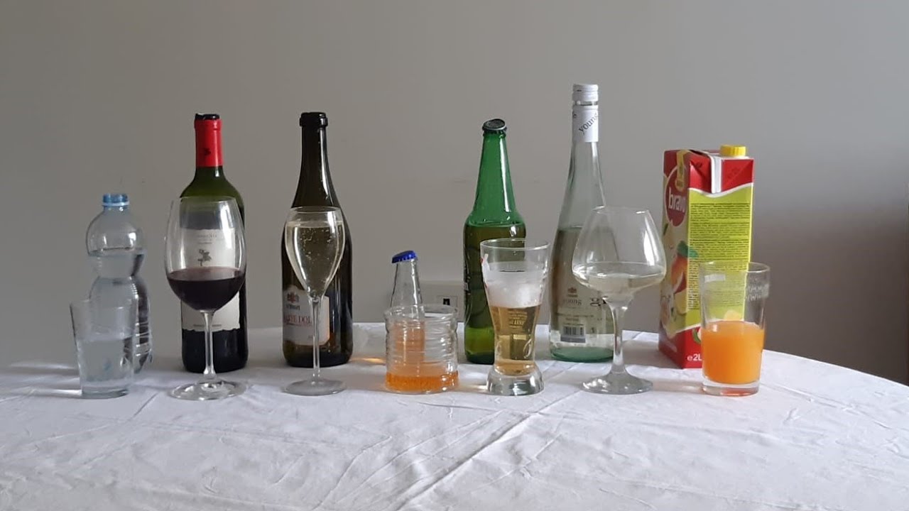 Verres destinés aux differentes boissons