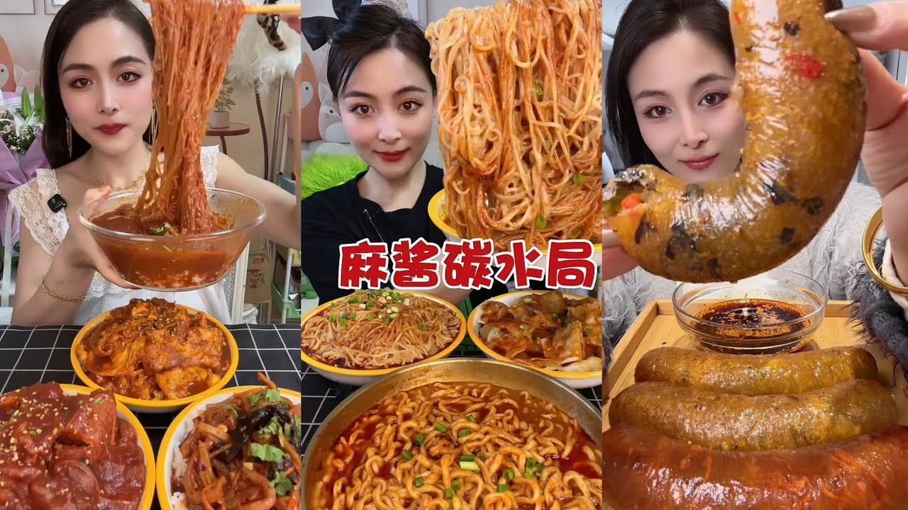 Mukbang : Eating Spicy Noodles 🍜🍜 fire Noodles 🍜 with Hotdogs 🤤#food #delicious #dinner #eatingshow 