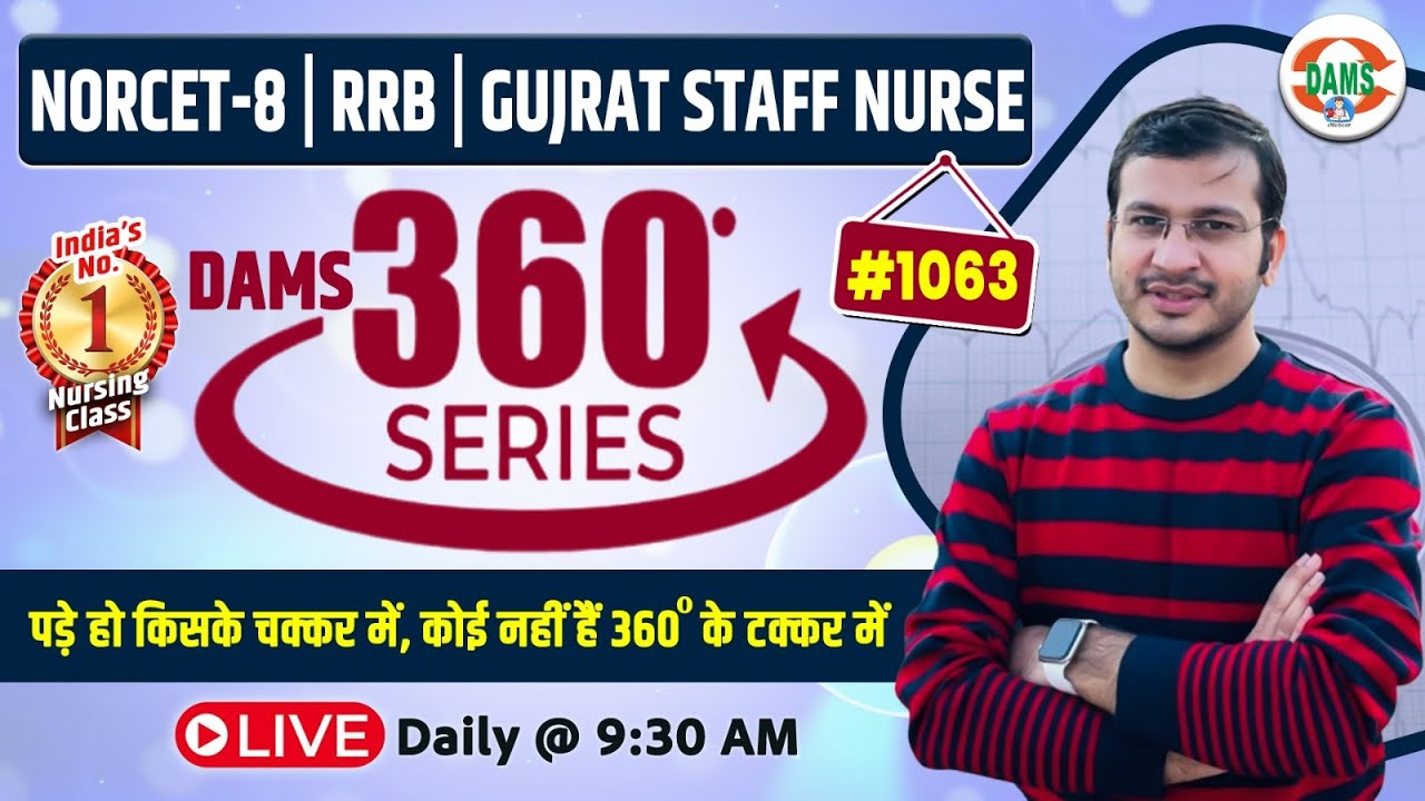 360 Degree Series 🔥| 360 Degree Most Imp MCQs #1063 | NORCET & All Nursing Exam | Siddharth Sir