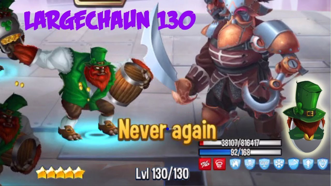 Monster Legends - Largechaun level 130 vs Captain Copperbeard combat review