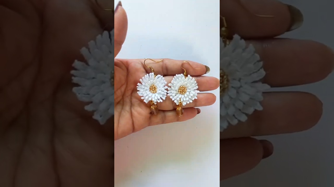 A beautiful pair of Crochet 3-Layered Flower Pattern Earrings | Easy DIY Bead jewelry preview