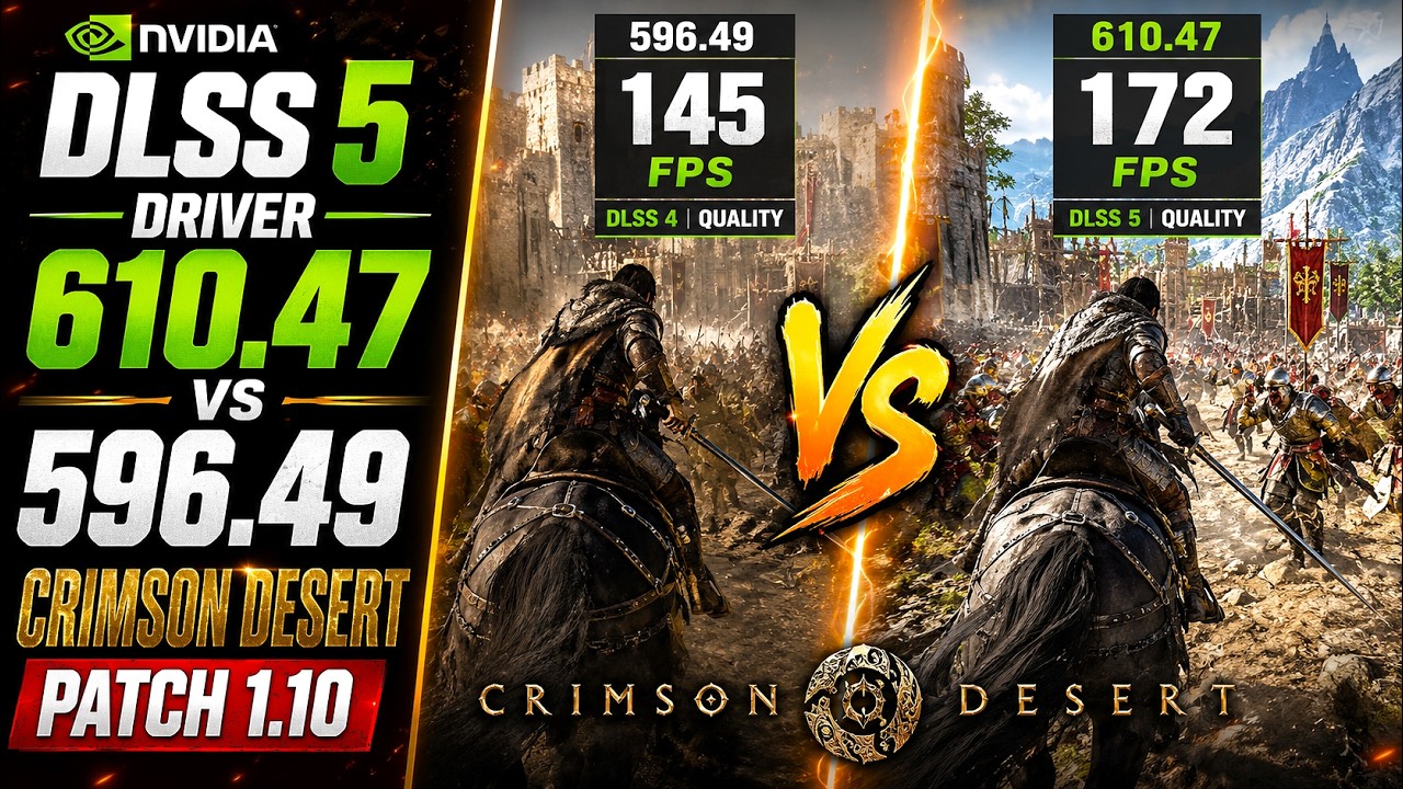 NVIDIA DLSS 5 Driver 610.47 vs 596.49 Crimson Desert Patch 1.10