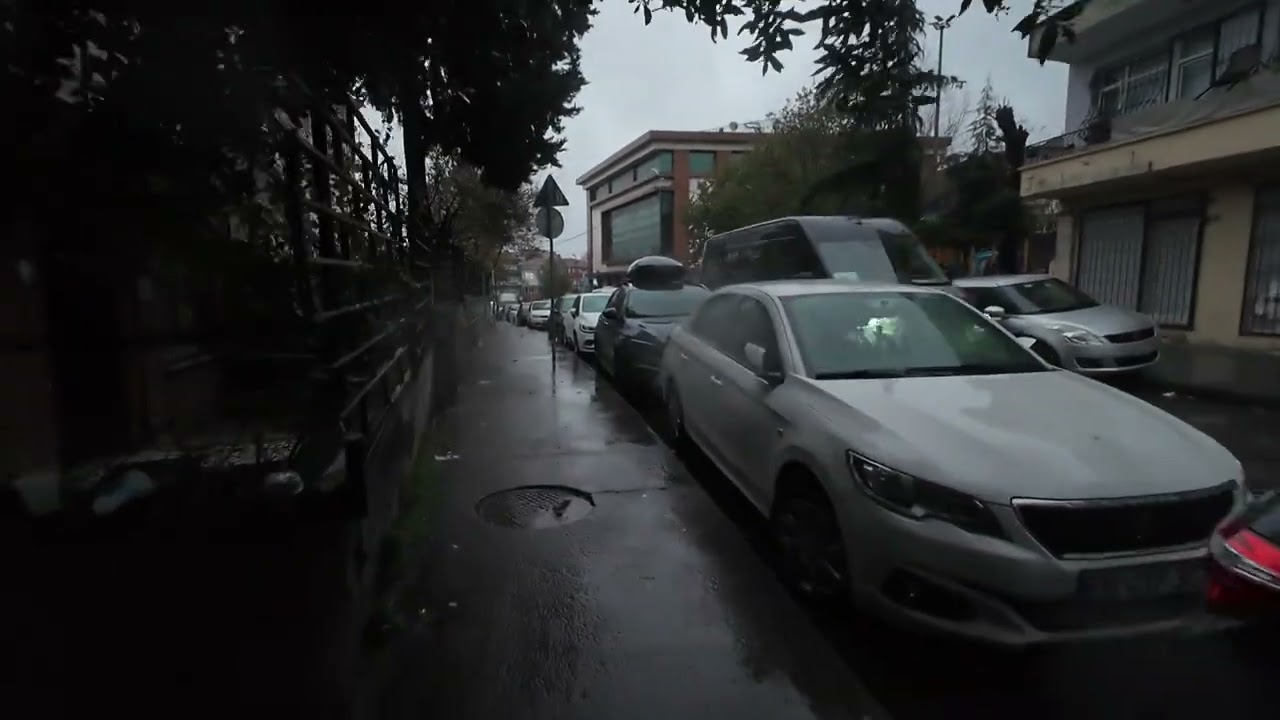 Istanbul Rain Walk - Şişli District (Yalın Street) - Relaxing Rain Sounds 4K 60fps