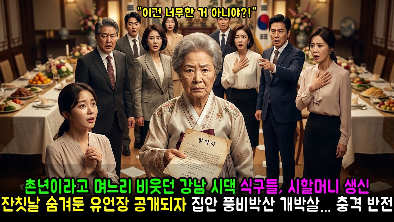 촌년이라고 며느리 비웃던 강남 시댁 식구들, 시할머니 생신 잔칫날 숨겨둔 유언장 공개되자 집안 풍비박산 개박살... 충격 반전 | 반전사연 | 감동사연 | 노후사연 | 막장사연
