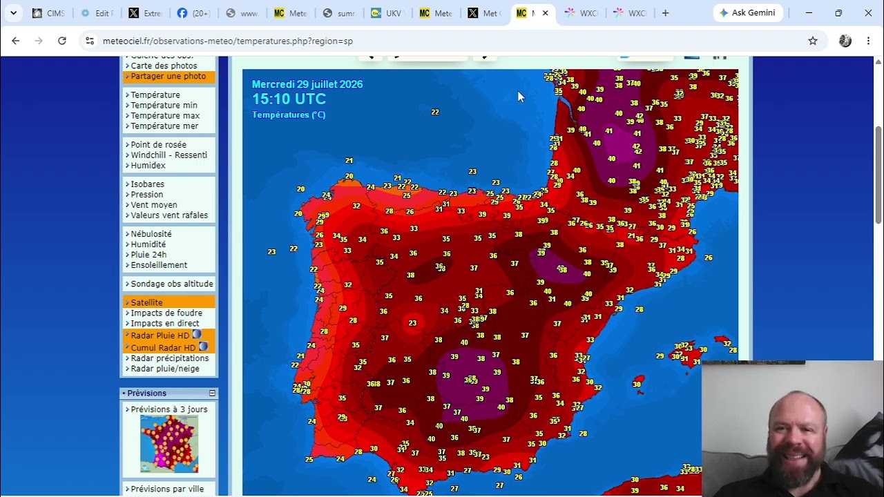 Снова 40&deg;C+ во Франции, 35&deg;C+ в Англии, но атлантический воздух возвращается!! Засуха на юге прод...