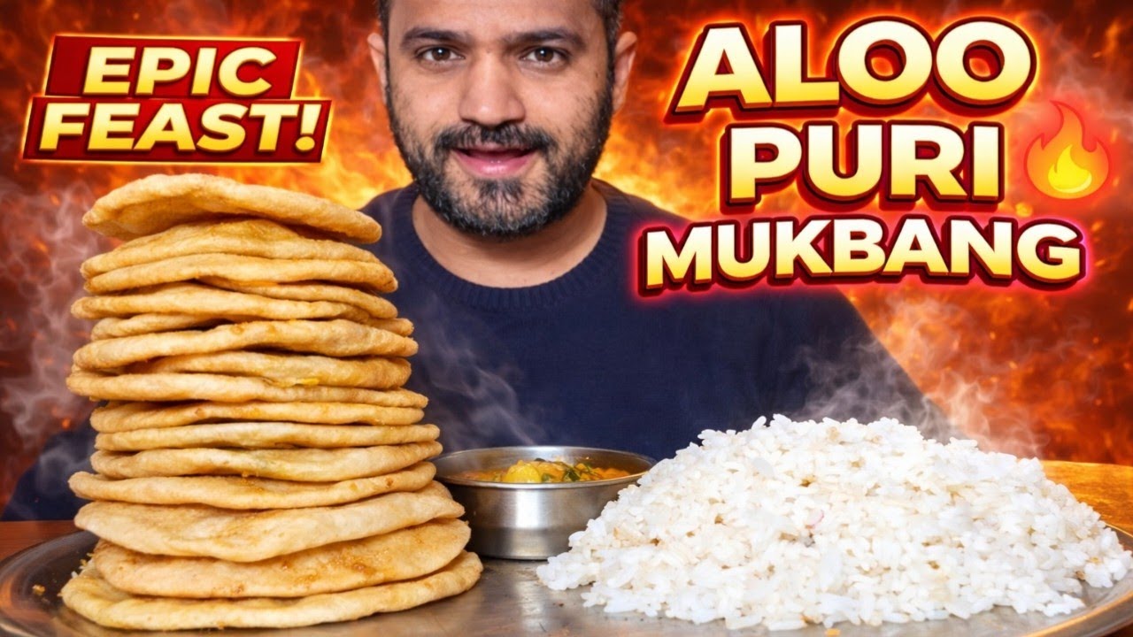 ALOO PURI WITH DESI GHEE 😋 | DAL CHAWAL & INDIAN HOME FOOD MUKBANG 🔥