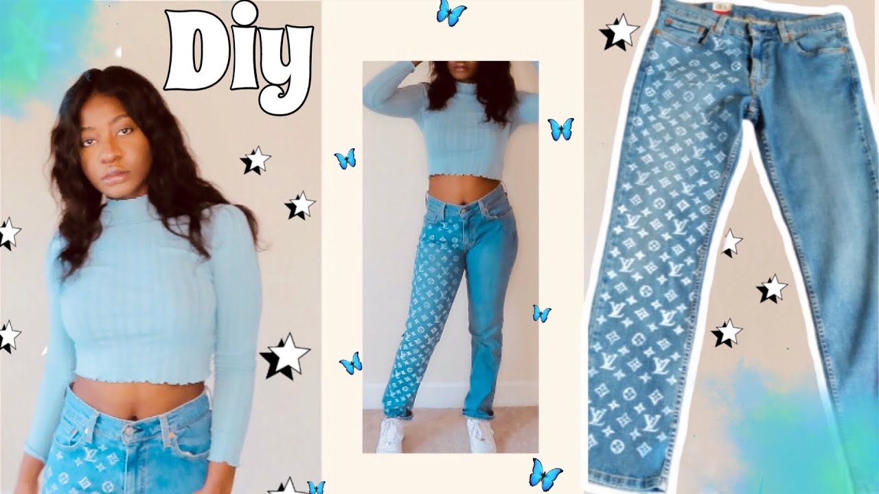 HOW TO PAINT JEANS: Louis Vuitton Print Pants DIY Tutorial