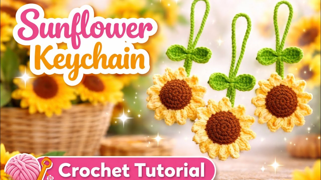 Easy  Sunflower Crochet Keychain 🌻 | Beautiful🤩Crochet Keychain Tutorial for Beginners 