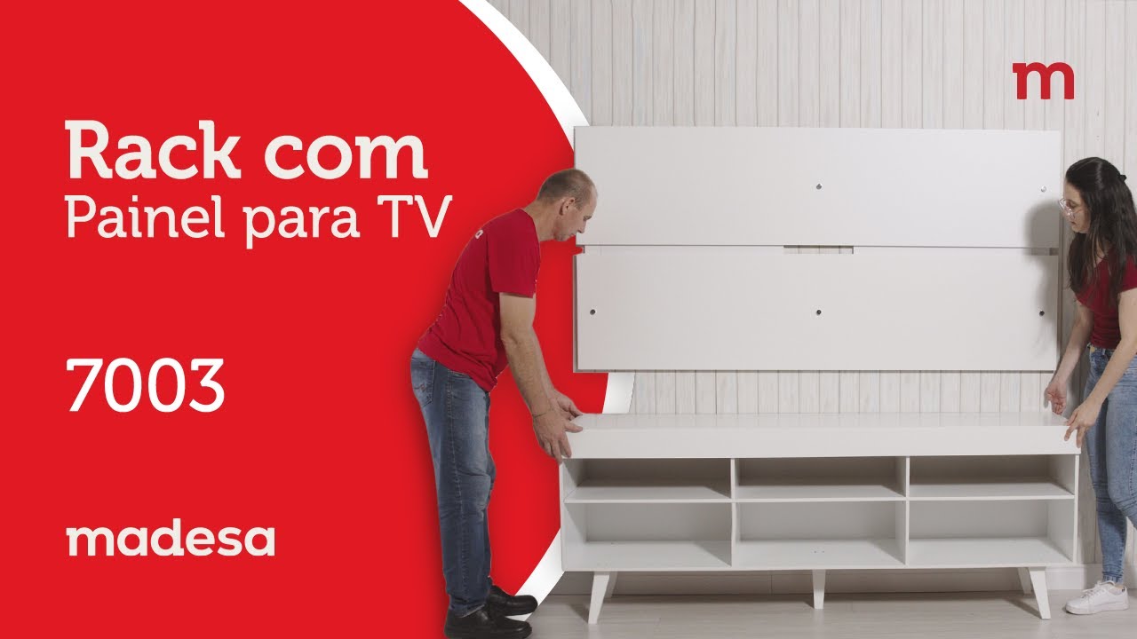 Montagem Rack com painel para TV 7003 | Madesa Móveis