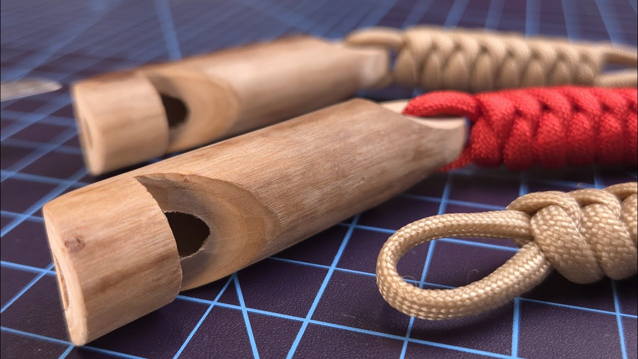 Wooden Whistle with Paracord Snake Knot Lanyard