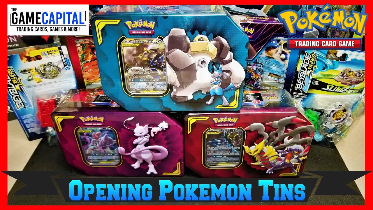 Pokemon Partnership Tag Team GX Tin Opening - ALL 3 TINS Including Mew & Mewtwo GX