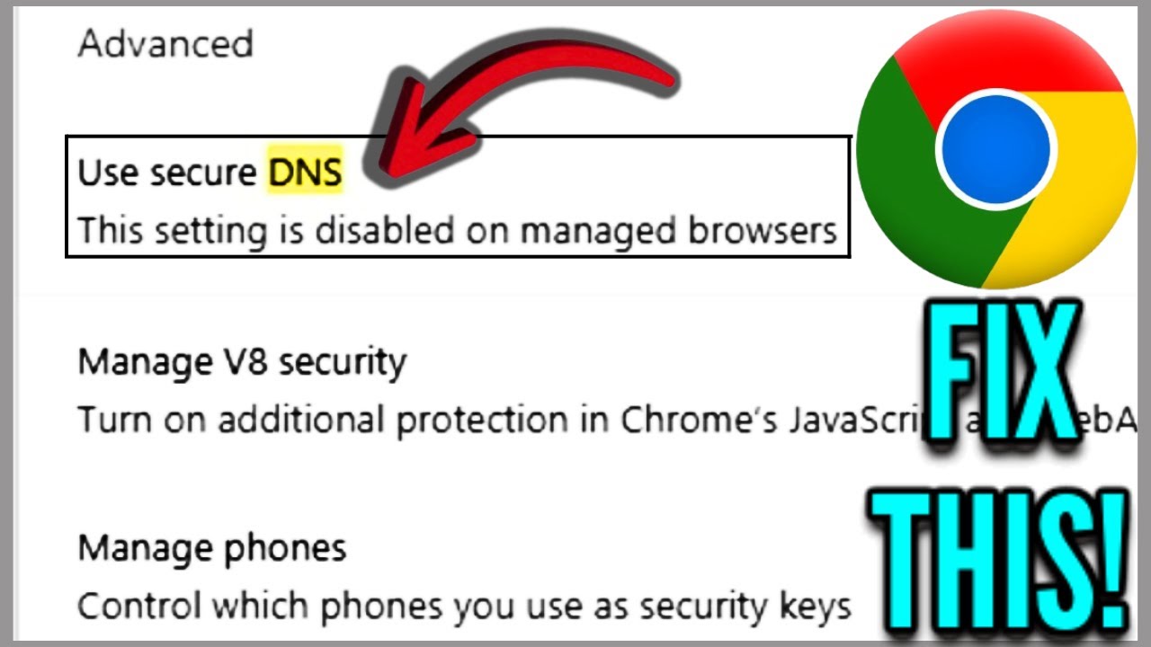 Использовать безопасный DNS Этот параметр отключен в управляемых браузерах Chrome FIX!