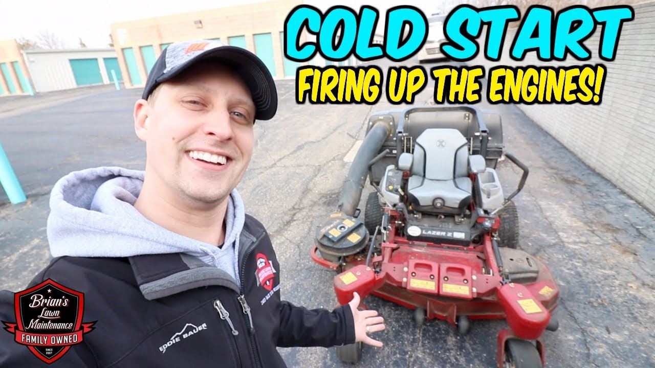 Cold Starting The Engines, Unboxing 2 New Blowers! + Dead Lawn Mower Battery?