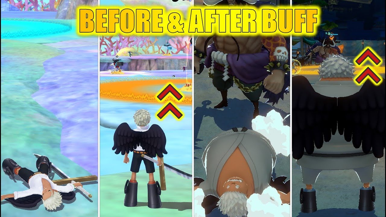 Before & After Buff Comparison of Seraphim S-Hawk & S-Shark in One Piece Bounty Rush OPBR