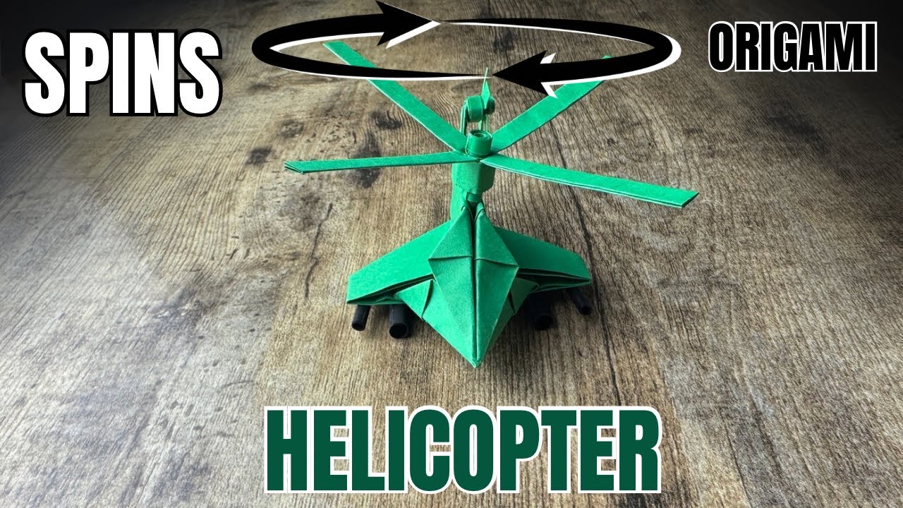 Origami Military Helicopter with Spinning Blades Tutorial | DIY Helicopter Apache Papercraft Folding