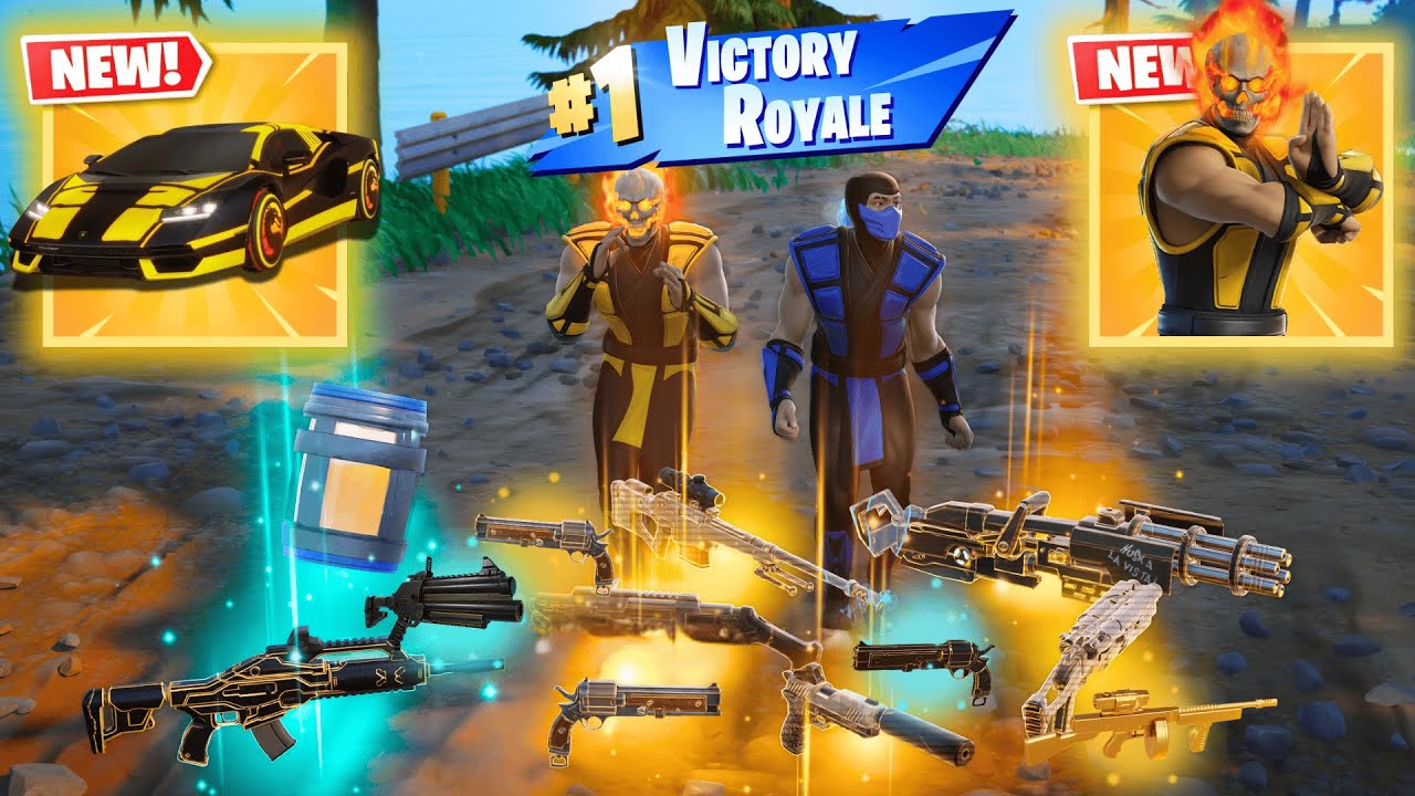 SCORPION + SUBZERO VS EXOTIC GUNS 3 NEW MEDALLIONS & MYTHIC'S CHALLENGE (Fortnite Chapter 6)
