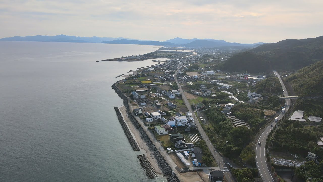 兵庫県淡路市釜口⇄志筑を空撮  Kamaguchi⇄ Shizuki Awaji Hyogo Japan