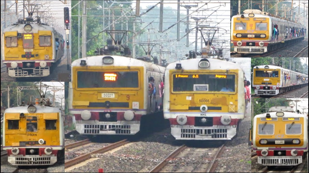 [16 in 1] Amazing multicolored different Model EMU local trains at Palta Station! Kolkata Trains!