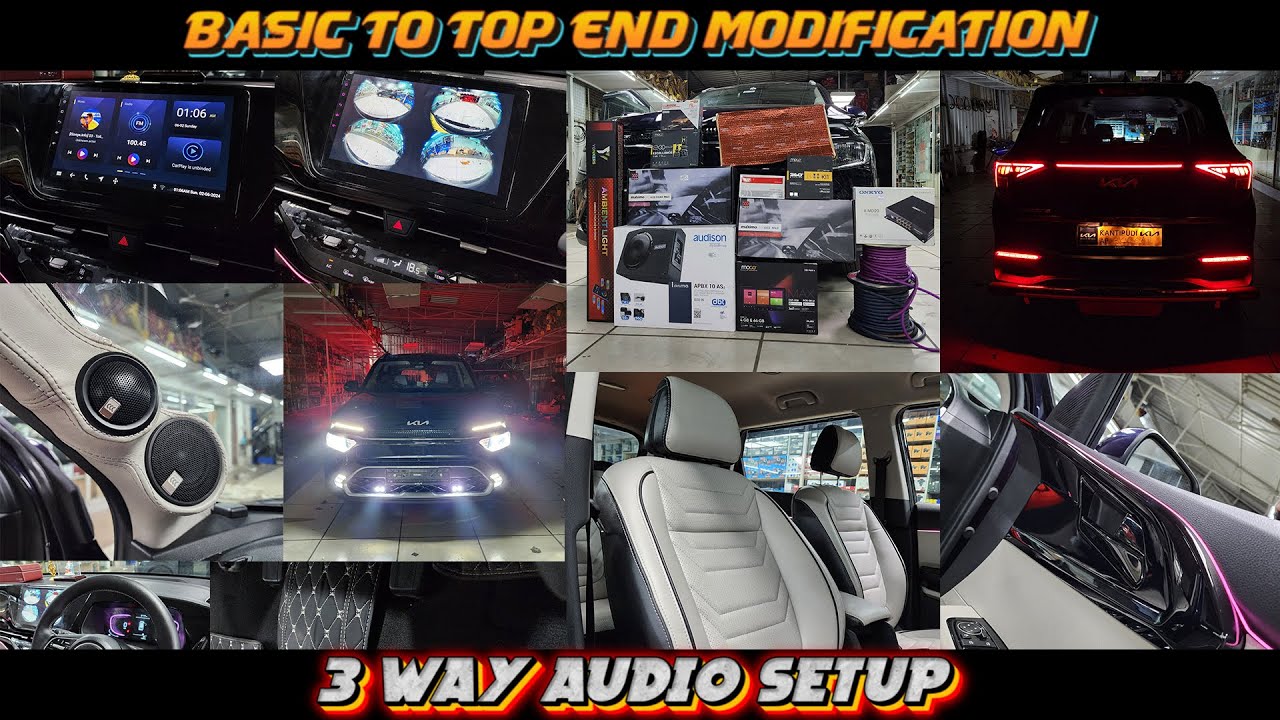 Kia Carens Basic to Top End Modification | 3 Way Audio Setup | Car LED Light | Fog Projector
