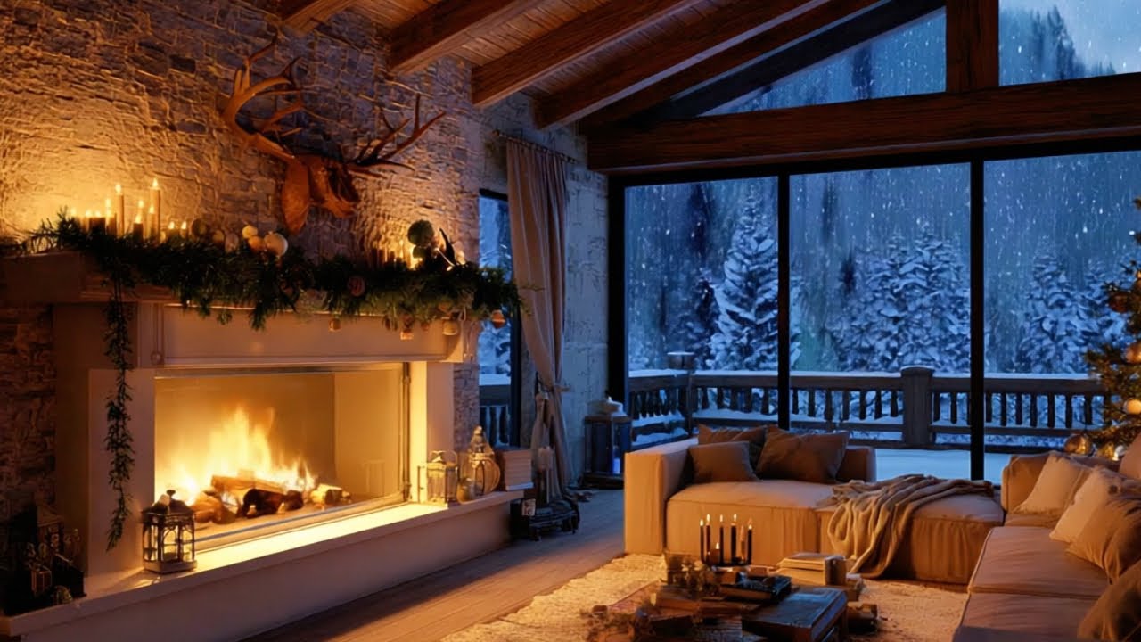 1 Hours Cozy Fireplace Ambience | Warm Crackling Fire Sounds
