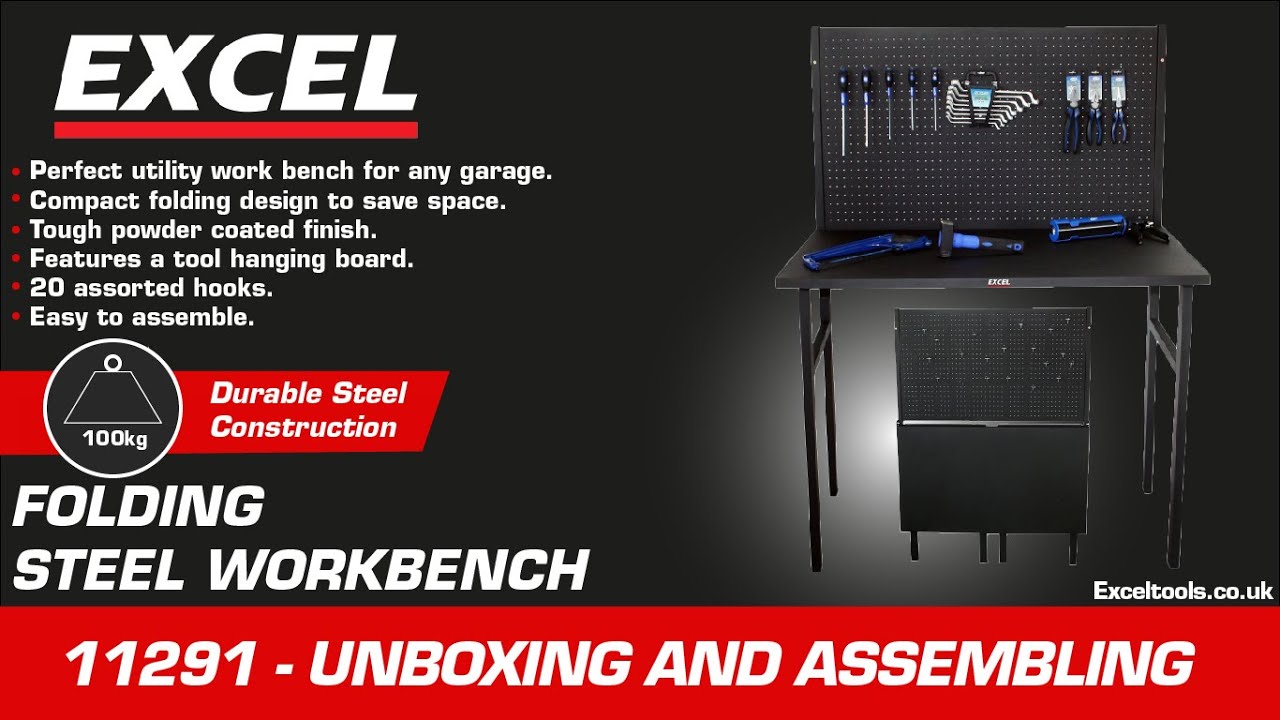 NEW EXCEL STEEL FOLDABLE  GARAGE WORKBENCH - UNBOXING + ASSEMBLING