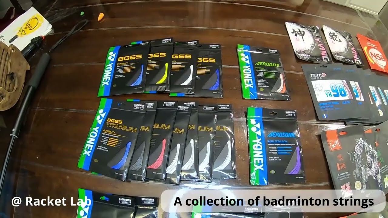 A collection of badminton strings