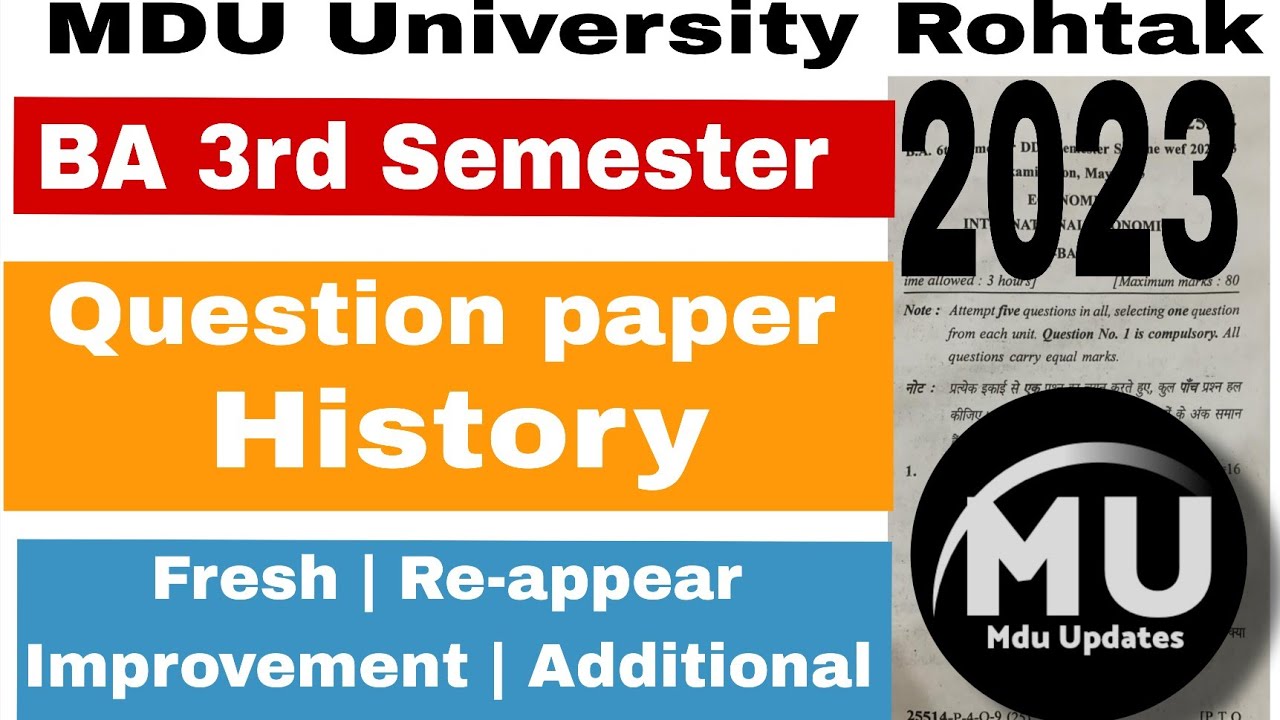 Mdu ba 3rd sem history question paper November 2023 