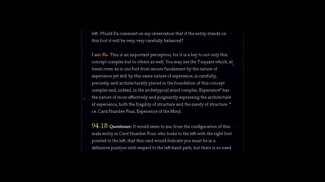 The Law of One - Session 94 of 106 - Part (2of 2)  - The Ra Material