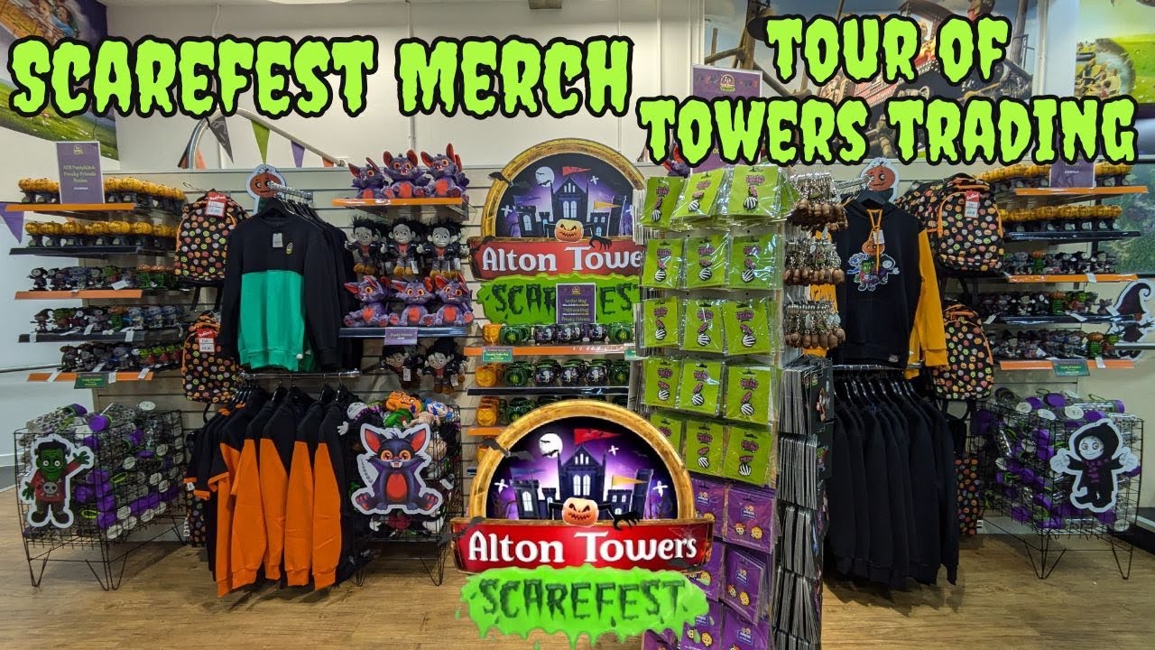 NEW Scarefest Merch 2025 in Towers Trading Company Full Tour of Main Shop at Alton Towers Resort