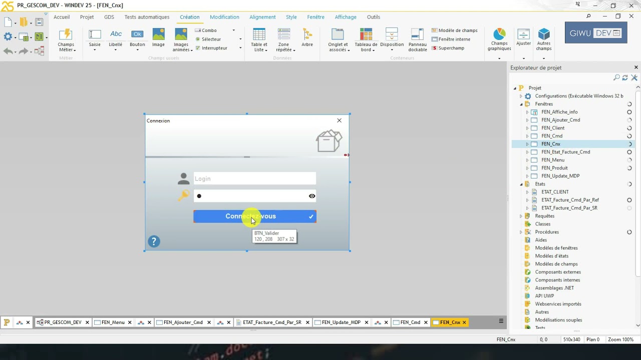 Windev : #11-  Modifier son mot de passe et se déconnecter (Gestion des commandes)